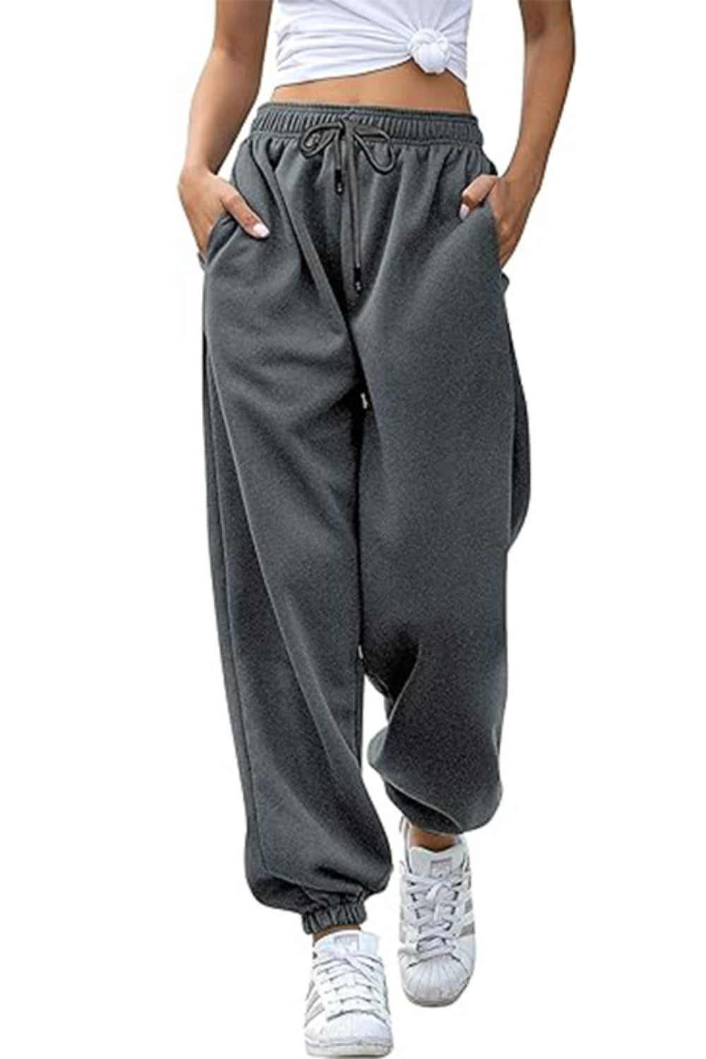 Elastic Waist Joggers with Pockets