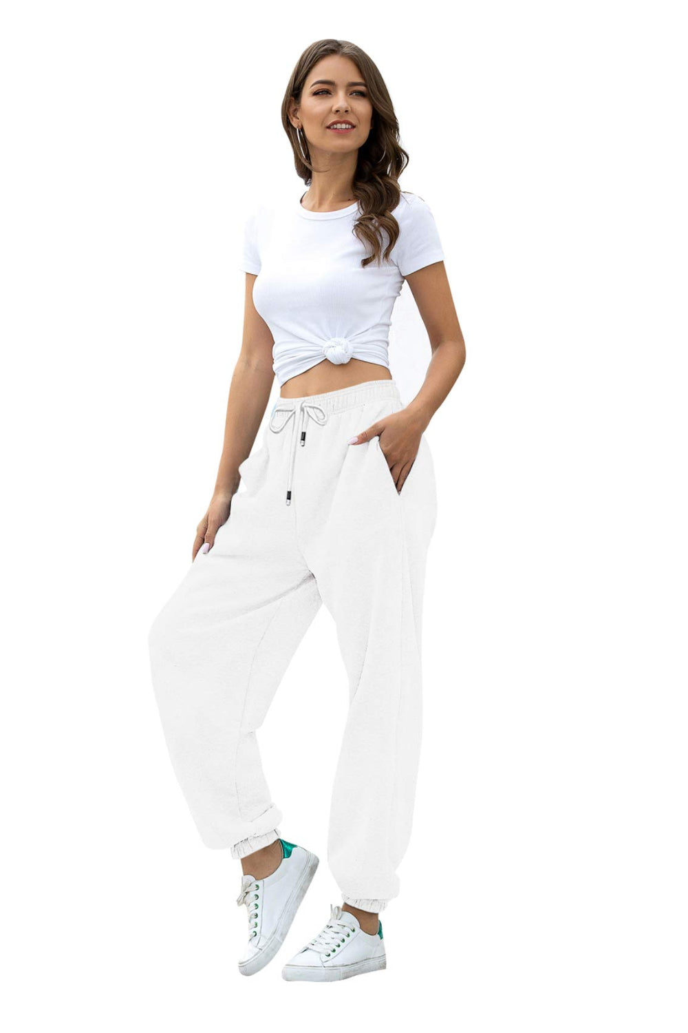 Elastic Waist Joggers with Pockets