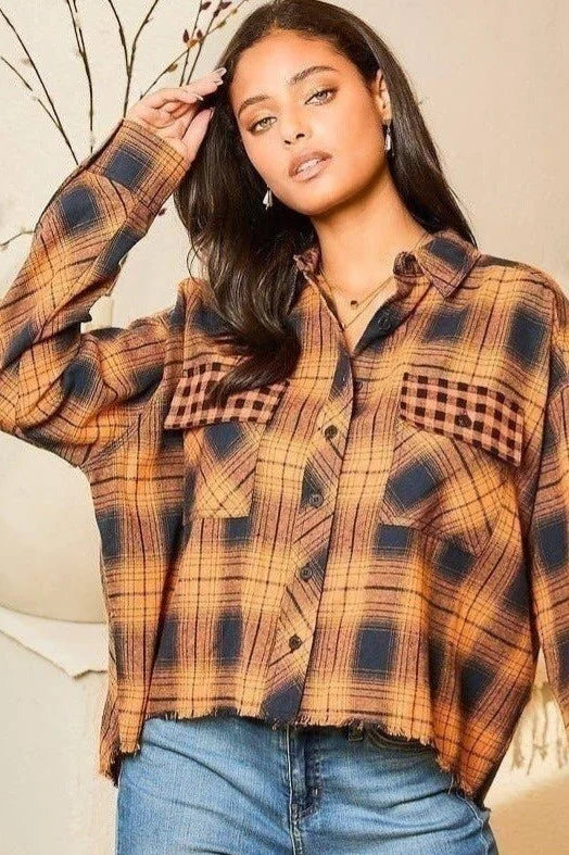 plaid button down.