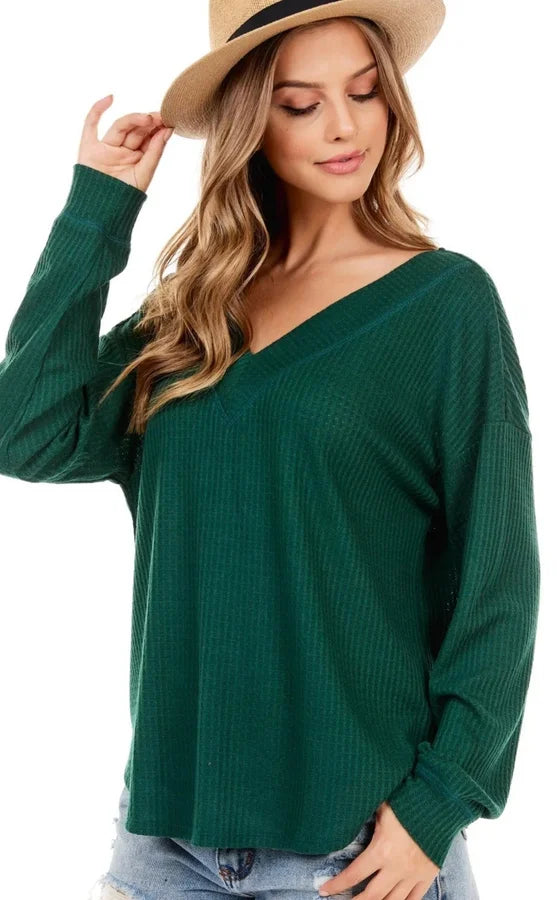 Green V neck top