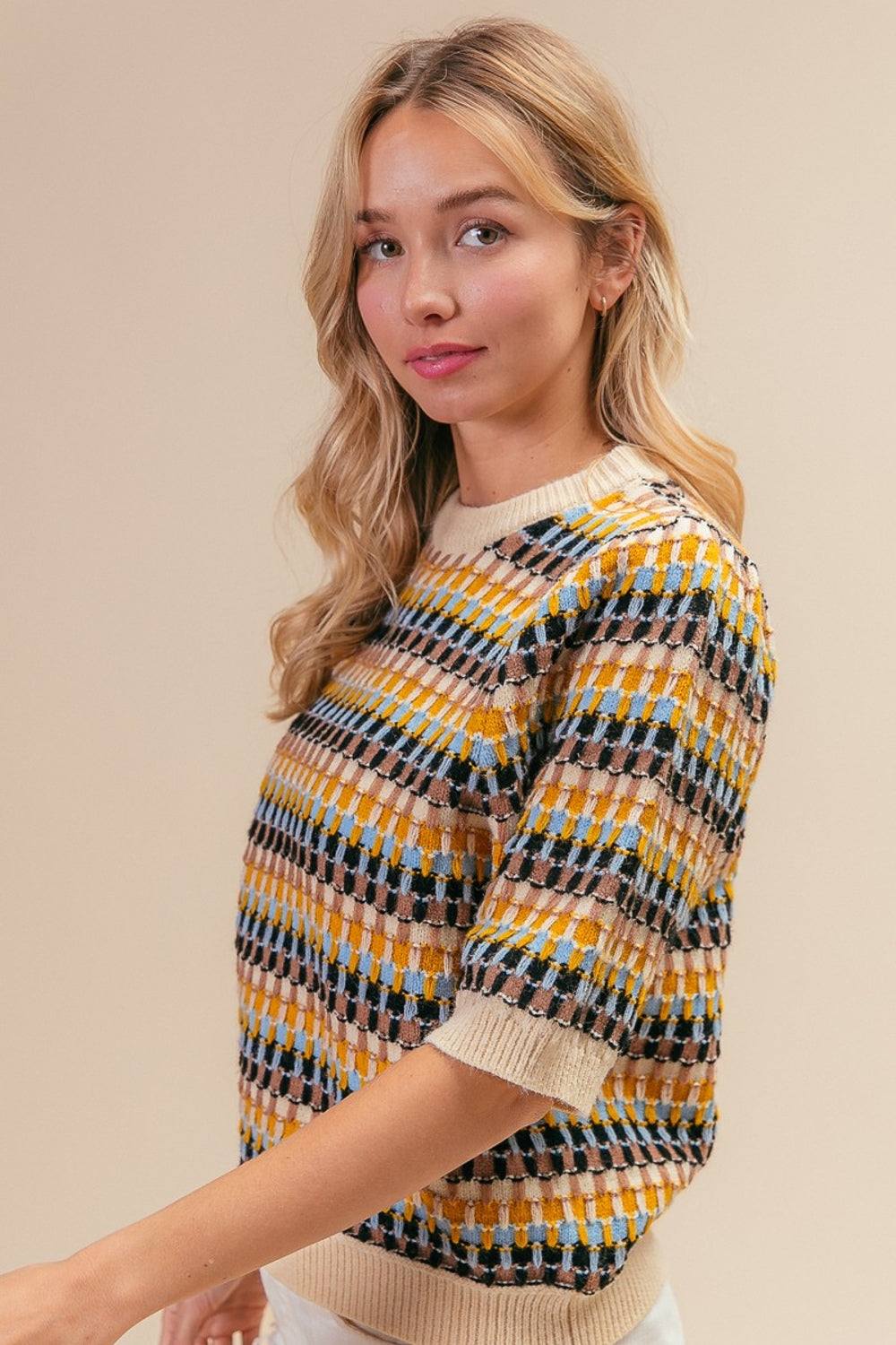 BiBi Multi Color Half Sleeve Sweater